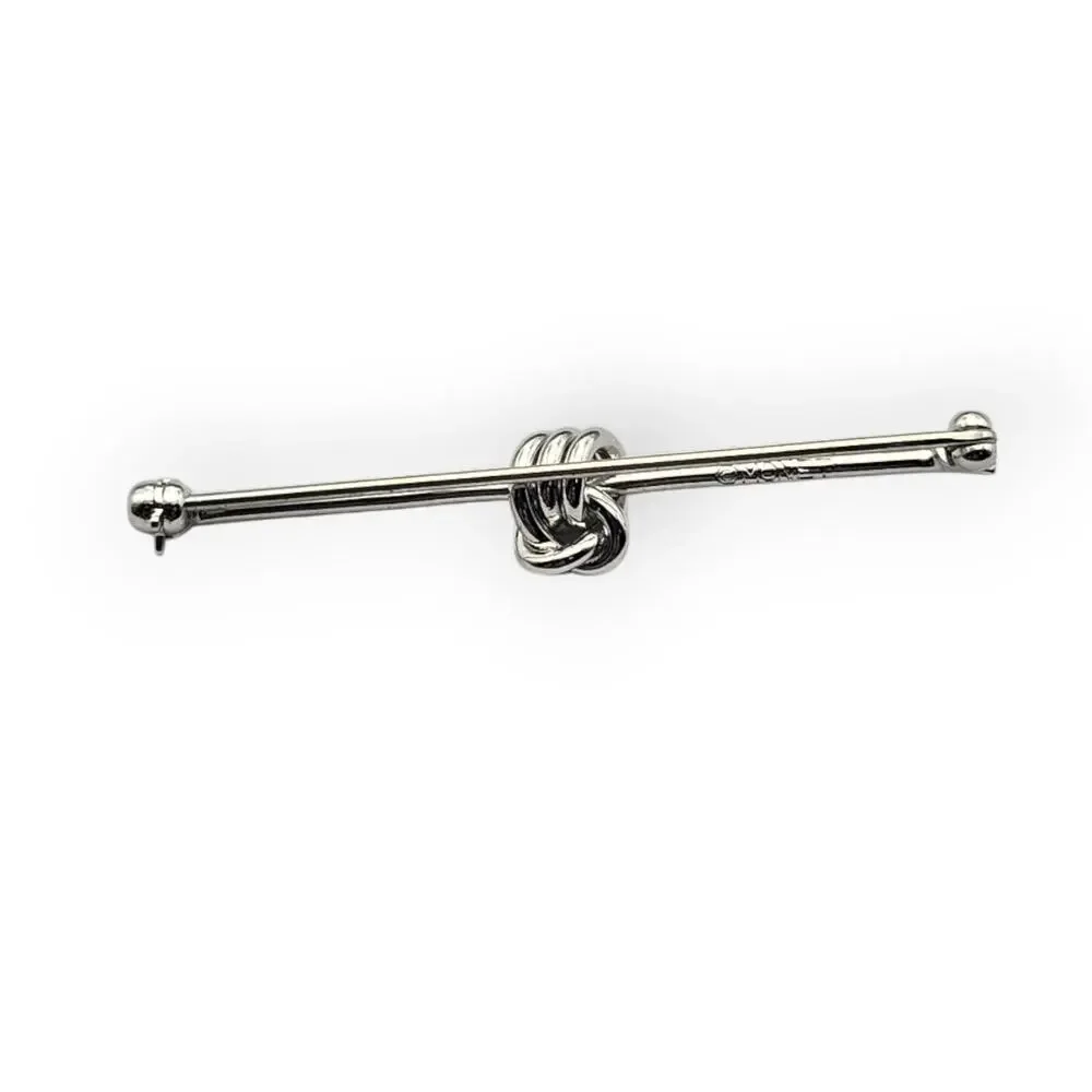 Monet Love Knot Bar Brooch Silver Tone Vintage Minimalist Classic Chic